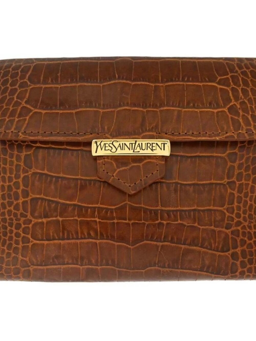 Yves Saint Laurent Brown Embossed Leather Wallet